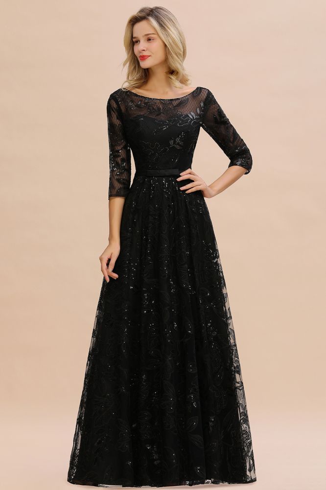 Looking for Prom Dresses,Evening Dresses,Homecoming Dresses,Bridesmaid Dresses,Quinceanera dresses in Tulle,Sequined, A-line style, and Gorgeous Sequined work  MISSHOW has all covered on this elegant Charming Black Half Sleeves Tulle Sequins Evening Dress 20s Aline Prom Dress.