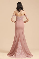 MISSHOW offers Charming Off the Shoulder Lace Mermaid Party Gown Slim Bridesmaid Dress at a good price from Misshow