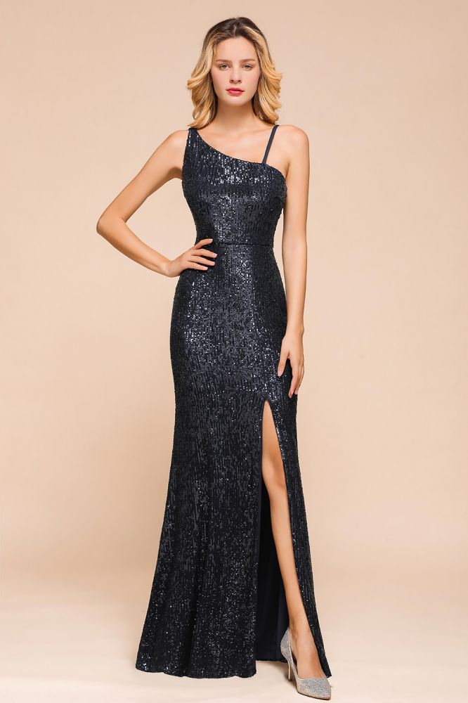 Looking for Prom Dresses,Evening Dresses in Sequined, Mermaid style, and Gorgeous Sequined work  MISSHOW has all covered on this elegant Charming One Shoulder Glitter Sequins Evening Prom Dress Side Split Party Gown.