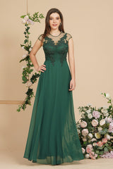 Charming Sleeveless Beadings Aline Evening Maxi Dress Cap Sleeves Bridesmaid Dress-misshow.com