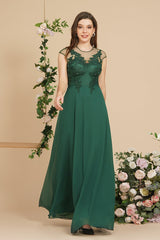 Charming Sleeveless Beadings Aline Evening Maxi Dress Cap Sleeves Bridesmaid Dress-misshow.com