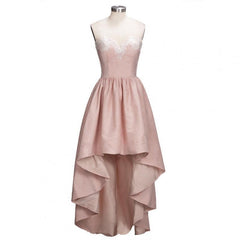 Charming Sweetheart Lace Hi-Lo Homecoming Dress Gold Sleveless Short Party Dress with Appliques-misshow.com