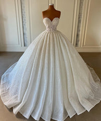 Charming Sweetheart Sleeveless Sequined Strapless Ball Gown Wedding Dress-misshow.com