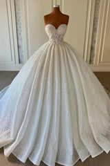 Charming Sweetheart Sleeveless Sequined Strapless Ball Gown Wedding Dress-misshow.com