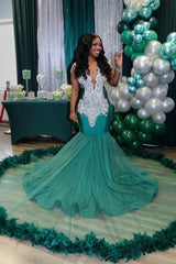 Charming V-neck Sleeveless Mermaid Prom Dress-misshow.com