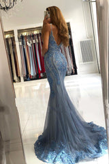 Chic V-neck Slim Mermaid Evening Gown-misshow.com