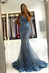 Chic V-neck Slim Mermaid Evening Gown-misshow.com