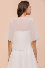 Chiffon Bridesmaid Dress 3/4 Sleeves Mini Knee Length Layers Special Occasion Dress with Wraps-misshow.com