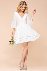 Chiffon Knee Length Simple Daily Casual Dress Beach Bridesmaid Dress-misshow.com