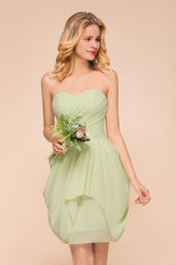 Cute Sleeveless slim Ruffle Chiffon Mini Bridesmaid Dress Wedding Guest Dress-misshow.com