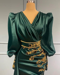 Dark Green Long Evening Dresses | Prom dresses with sleeves-misshow.com