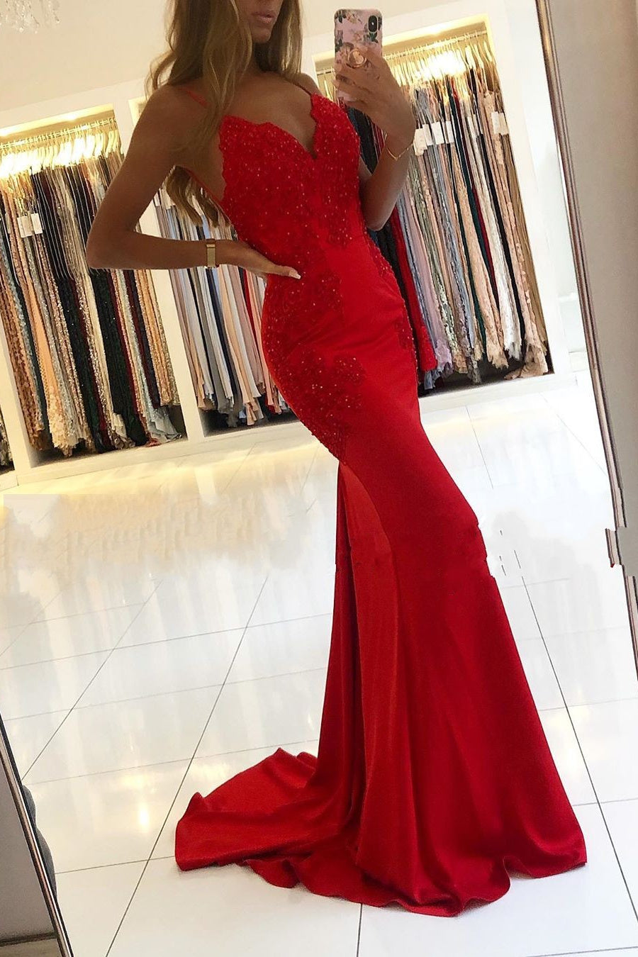 Designer Evening Dresses Long Red Prom Dresses-misshow.com