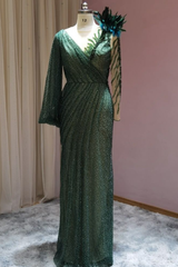 Designer evening dresses long with sleeves-misshow.com