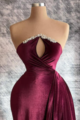 Designer Long Velvet Sequined Long Sleeves Prom Dress With Train-misshow.com