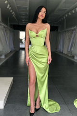 Designer Sexy Stretch Satin Mermaid Prom Dress With Side Slit-misshow.com