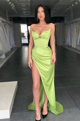 Designer Sexy Stretch Satin Mermaid Prom Dress With Side Slit-misshow.com