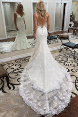 Designer wedding dress mermaid | Backless lace wedding dresses-misshow.com