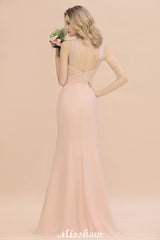 Dreamful Halter Slim Mermaid Bridesmaid Dress Floor Length Party Dress-misshow.com