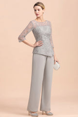 Elegant 3/4 Sleeves Lace Chiffon Affordable Mother of Bride Jumpsuit Online-misshow.com