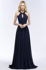 Looking for Prom Dresses,Evening Dresses in 30D Chiffon, Column style, and Gorgeous Lace,Crystal,Appliques work  MISSHOW has all covered on this elegant Elegant A-line Keyhole Neckline Halter Long Beading Prom Dresses