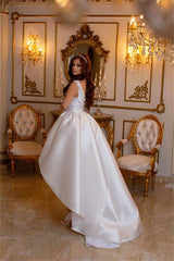 Elegant A-line Short V-neck Sleeveless Wedding Dresses With Lace-misshow.com