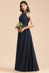 Elegant A-line Sleeveless V-Neck Ruffle Chiffon Lace Bridesmaid Dresses-misshow.com