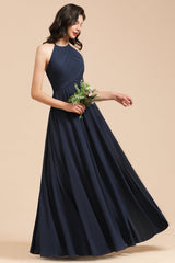 Elegant A-line Sleeveless V-Neck Ruffle Chiffon Lace Bridesmaid Dresses-misshow.com