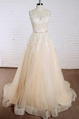 Elegant Appliques Tulle A-line Wedding Dress-misshow.com