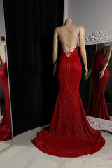 Elegant Criss-cross Straps Mermaid Split Front Prom Dresses-misshow.com