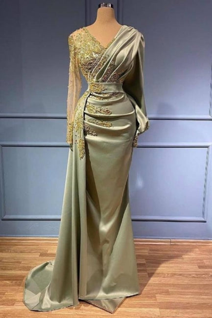 Elegant Evening Dresses with Sleeves Long Prom Dresses-misshow.com