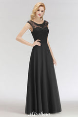 Looking for Bridesmaid Dresses in 100D Chiffon,Lace, A-line style, and Gorgeous Lace work  MISSHOW has all covered on this elegant Elegant Jewel Sleeveless floor-Length A-line Lace Black Bridesmaid Dress.