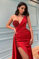 Elegant Long Red Fashion Mermaid Prom Evening Dress-misshow.com