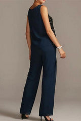 Elegant Mother of the Bride Dresses Chiffon Bridesmaid Jumpsuit-misshow.com