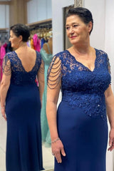 Elegant Mother Of The Bride Dresses Royal Blue Bridesmaid Dresses With Lace-misshow.com