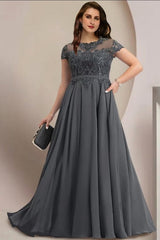 Elegant Plus Size A-line Cap Sleeves Bridesmaid Dresses Mother Of The Bride Dresses-misshow.com