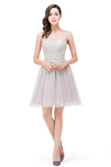 A plus size Silver bridesmaid dress made of 100D Chiffon are trendy for  . Shop MISSHOW with elaborately designed Ruffles gowns for your bridesmaids.