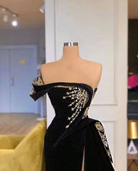 Elegant Strapless Split Front A-line Prom Dress With Beading-misshow.com