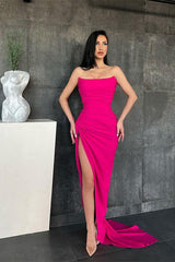 Elegant Sweetheart Mermaid Simple Prom Dresses Online with High Split-misshow.com