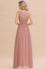 Elegant V-Neck A-line Evening Maxi Dress Bridesmaid Dress Sleeveless Styles-misshow.com