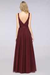 MISSHOW offers Elegant V-Neck Strap Backless Ruffles Chiffon Floor-Length Bridesmaid Dress at a good price from Misshow