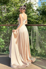 Fabulous Column Satin Square Sleeveless Prom Dresses With Split Train