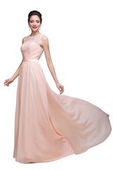 A plus size Pearl Pink bridesmaid dress made of 100D Chiffon,Lace are trendy for  . Shop MISSHOW with elaborately designed Lace,Appliques,Ribbons gowns for your bridesmaids.