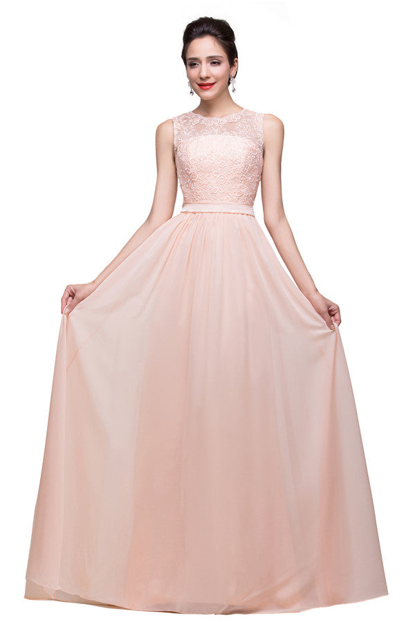 A plus size Pearl Pink bridesmaid dress made of 100D Chiffon,Lace are trendy for  . Shop MISSHOW with elaborately designed Lace,Appliques,Ribbons gowns for your bridesmaids.