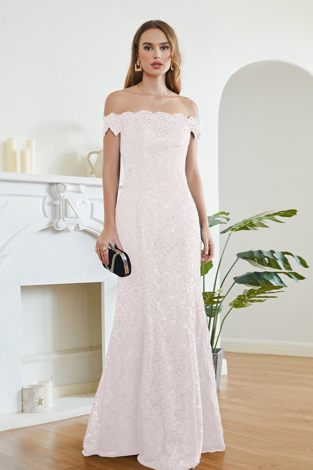 Floor-Length Mermaid Lace Off Shoulder Bridesmaid Dresses