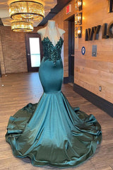 Glamorou V-neck Sleeveless Halter Mermaid Prom Dress With Beading-misshow.com