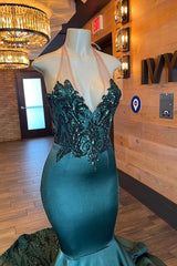 Glamorou V-neck Sleeveless Halter Mermaid Prom Dress With Beading-misshow.com