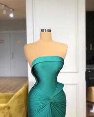 Glamorous Long Green Strapless Mermaid Prom Dress With Train-misshow.com