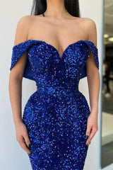 Glittering Sequins Sweetheart Off-the-shoulder Mermaid Prom Dresses-misshow.com