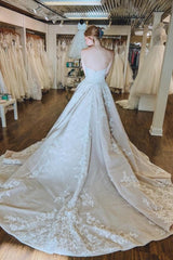 Gorgeous A-Line Lace Appliques Sleeveless Wedding Dresses-misshow.com