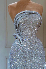 Gorgeous A-line Sleeveless Sequined Prom Dress With Ruffles-misshow.com